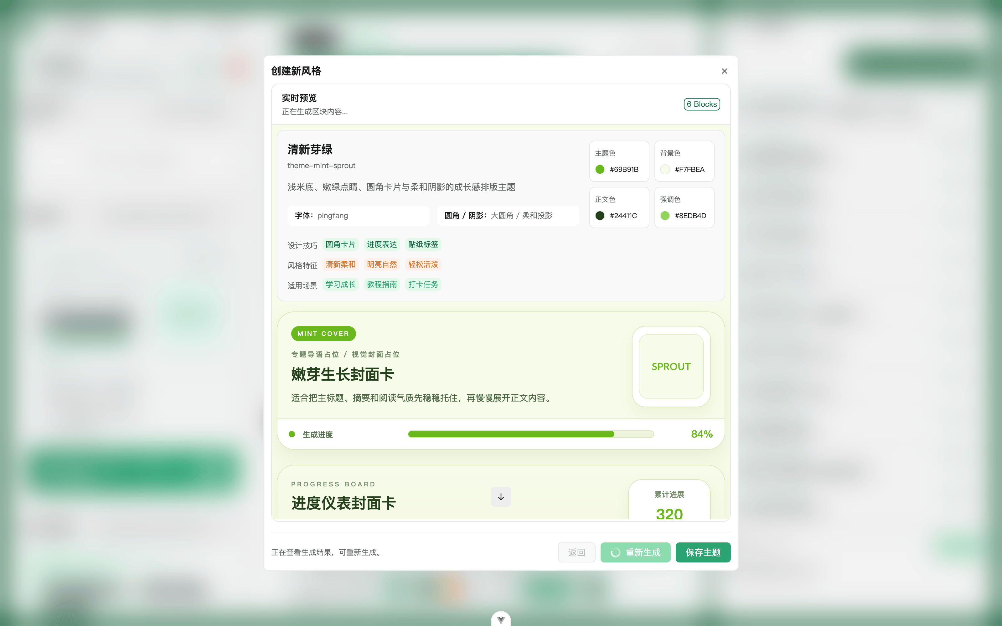 创建新风格生成中截屏